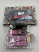 A Manicure set, travel bottles, a pencil case and some highlighters.