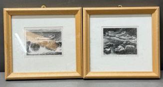 Two framed maritime etchings