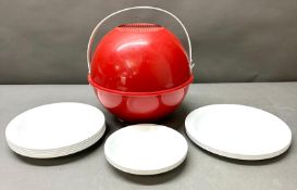 A Vintage Guzzini Per Alimenti red plastic picnic ball
