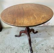 Circular mahogany table on pedestal base H70cm Dia80cm