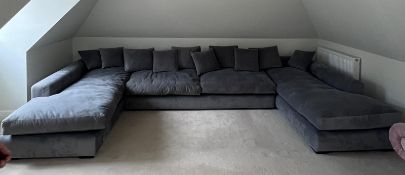Grey modular sofa with loose back cushions U-Shape (3 parts) 390cm x 200cm
