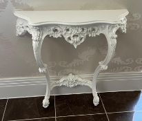 Rocco style white console table H87cm W96cm
