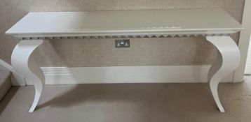 A white console table on contemporary legs H79cm W180cm D50cm