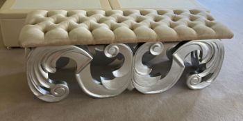 Bench seat on scrolling base H55cm W153cm D52cm