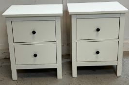 Two white Ikea bedsides with two drawers H66cm W53cm D38cm