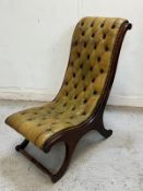 Chesterfield slipper chair with a mahogany frame
