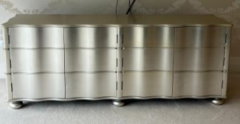 Large wave front, low chest of drawers opening to drawers H83cm W214cm D56cm