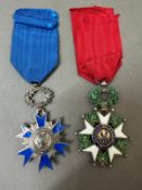 French legion D'Honneur medal along with French Order of National Merit medal
