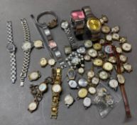 A selection of watches and watch parts, some rolled gold various style