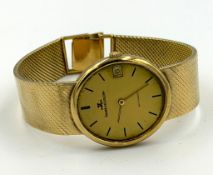 A Jaeger LeCoultre Automatic 18ct gold watch and bracelet AF, missing crystal and untested.