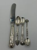 Silver items to include: two silver teaspoons, approximate weight 45g , a hallmarked silver