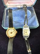 Two Swiss watches one by Oris and one by Lanco and a selection of pina, cufflinks and a tie clip