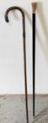 Two vintage walking canes, one with silver caps