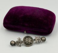 A late 19th Century Chinese silver brooch hallmarked to back