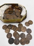 A collection of coins, pennies, various years, Queen Victoria, Edward VII, George V etc