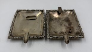 A pair of Mexican silver ashtrays marked 925 to base approx weight 208g AF