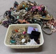 A large volume of costume jewellery to include necklaces, rings, bracelets etc.
