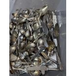 A large collection of silver plate cutlery
