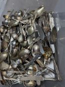 A large collection of silver plate cutlery