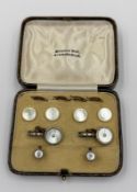A vintage 1930's Art Deco style Gents dress set, mother of pearl and seed pearl cuff links, shirt