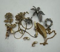 A selection of quality costume to include a Trifari leaf brooch