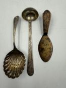 A selection of silver items to include a caddy spoon etc, various hallmarks approx weight 55g