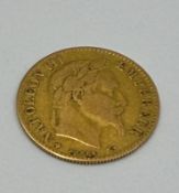 An 1864 10 Francs Napoleon III 10 Francs Coin (Strasburg)