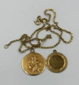 A 14ct yellow gold necklace (Approximate weight 6.2g) with two 9ct gold pendants (Approximate weight
