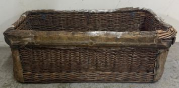A vintage British military storage basket H32cm W93cm D47cm