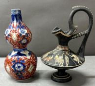 Two ceramic one Japanese-style vase and a replica Greek wine pitcher