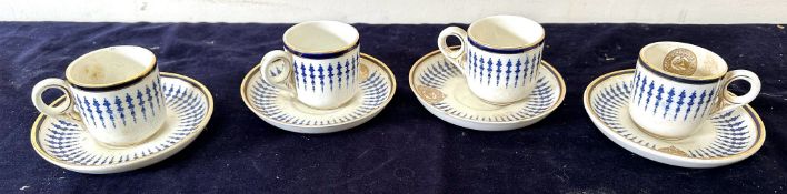 Four cups and saucers by Mappin and Webb
