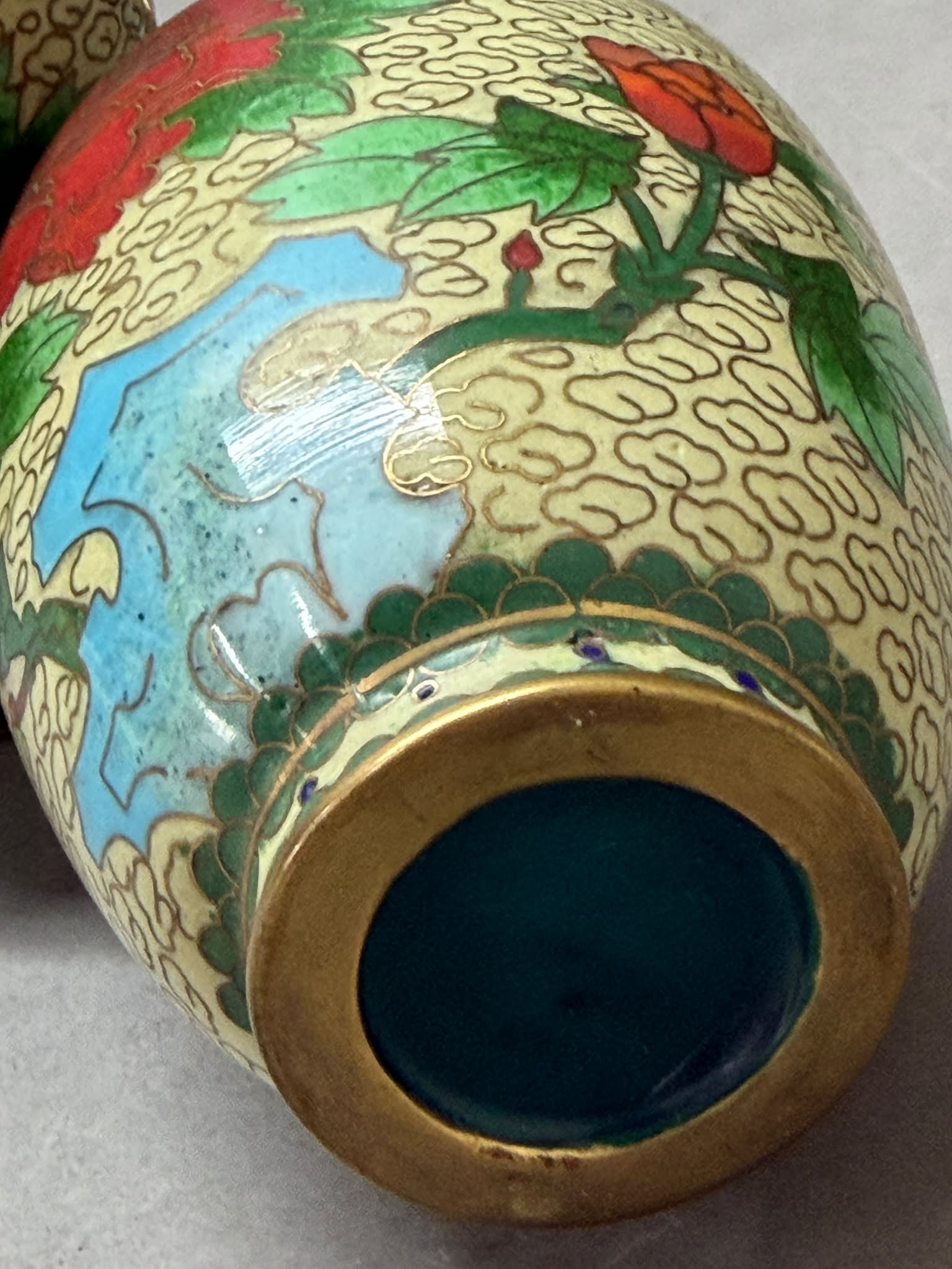 A pair of Cloisonne enamel vases - Image 2 of 2
