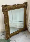 A gilt framed hall mirror in a Rococo style AF 61cm x 52cm
