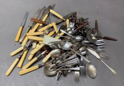 A large selection of EPNS silverplate cutlery to include teaspoons, knives and forks of various