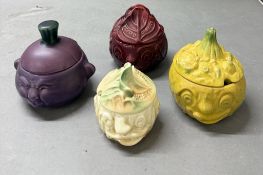 Four Sylvac ceramic pots moulded into veg