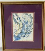 An abstract signed limited edition print by Zandra Rhodes signed lower right 50cm x 60cm