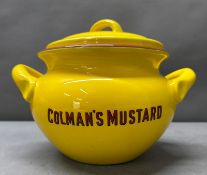 A Coleman's Mustard Casserole pot, lid AF with repair.