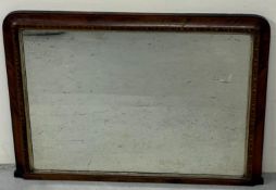 A mahogany inlaid over mantel mirror