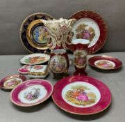 A selection of china plates, vases and dishes, various makers to include Limoges