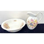 A vintage floral wash basin set