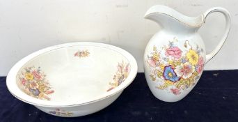 A vintage floral wash basin set