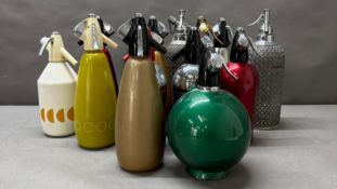 A selection of vintage soda syphons of various ages and styles