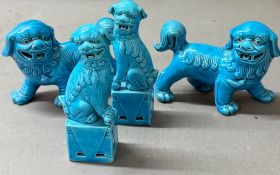 Turquoise Chinese Foo dogs guardian style statues