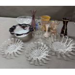 A selection of glass vases, dishes etc