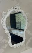 Rocco style white wall mirror 97cm x 66cm