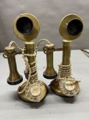 Two brass candlestick telephones