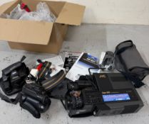 JVC vintage cameras and camcorders, along with other cameras and accessories