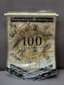 A Manchester United Football Centenary Pennant signed by the 2001/2 team, comes with original