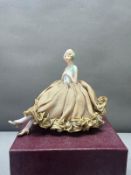 A German Art Deco porcelain half doll pin cushion