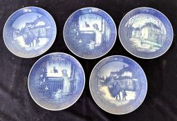 Five Royal Copenhagen Christmas plates